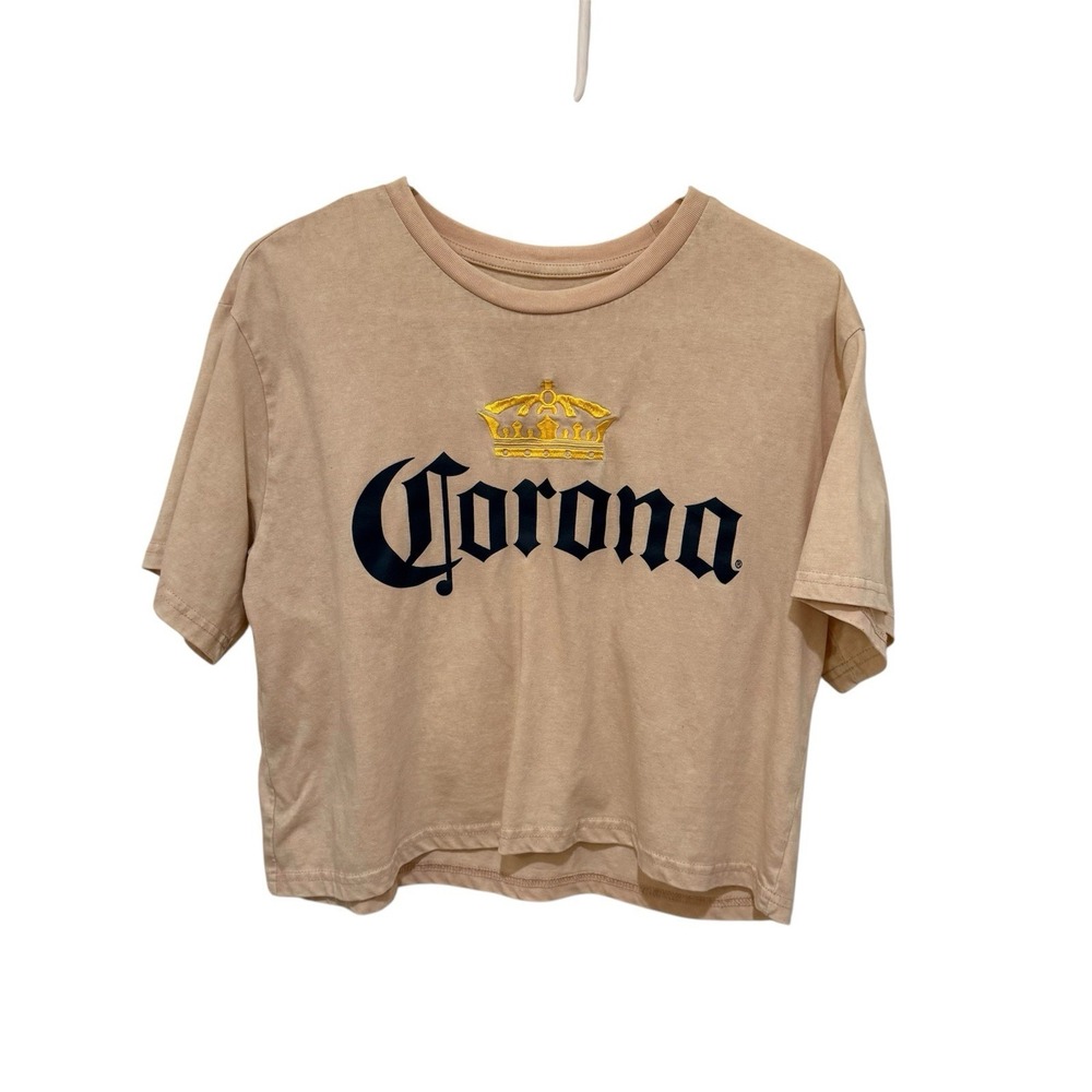 Corona Crop Top T-Shirt Embroidered Crown XL Summer Vacation Y2K Look